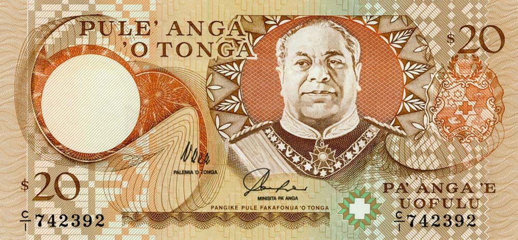 Front of Tonga p35a: 20 Pa'anga from 1995