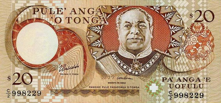 Front of Tonga p35c: 20 Pa'anga from 1995