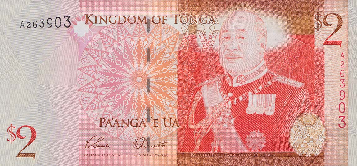 Front of Tonga p38: 2 Pa'anga from 2008