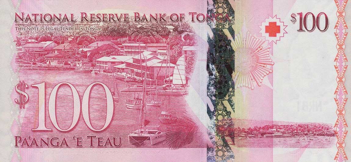 Back of Tonga p43: 100 Pa'anga from 2008