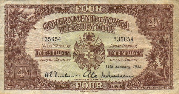 Front of Tonga p9a: 4 Shillings from 1941