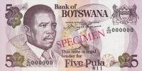 p11s from Botswana: 5 Pula from 1992