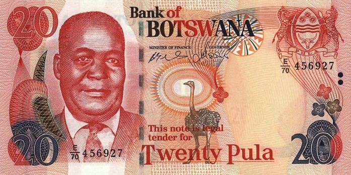 Front of Botswana p27a: 20 Pula from 2004