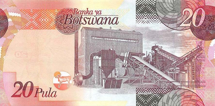 Back of Botswana p31d: 20 Pula from 2014
