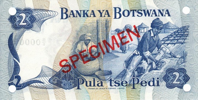 Back of Botswana p7s1: 2 Pula from 1982