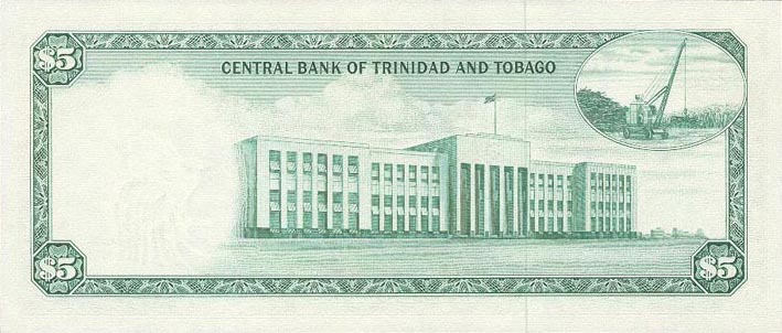 Back of Trinidad and Tobago p31a: 5 Dollars from 1964