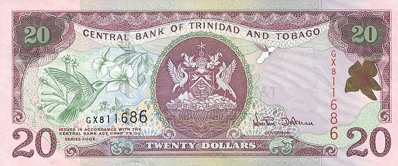 Front of Trinidad and Tobago p44a: 20 Dollars from 2002