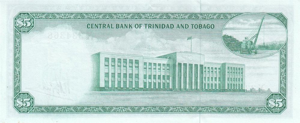Back of Trinidad and Tobago p27c: 5 Dollars from 1964