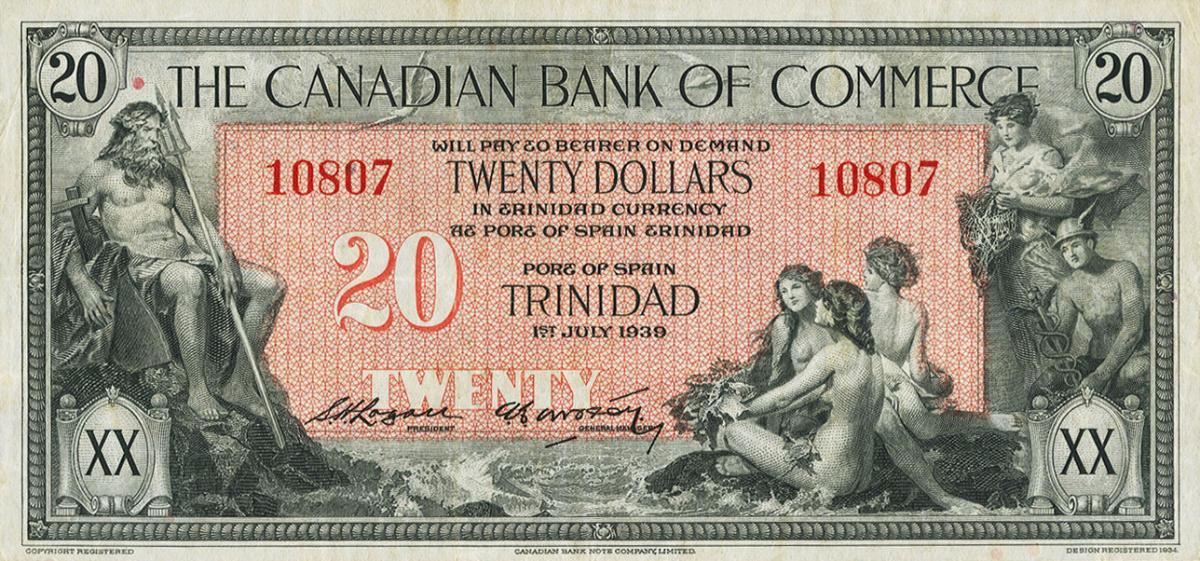 Front of Trinidad and Tobago pS117p: 20 Dollars from 1939