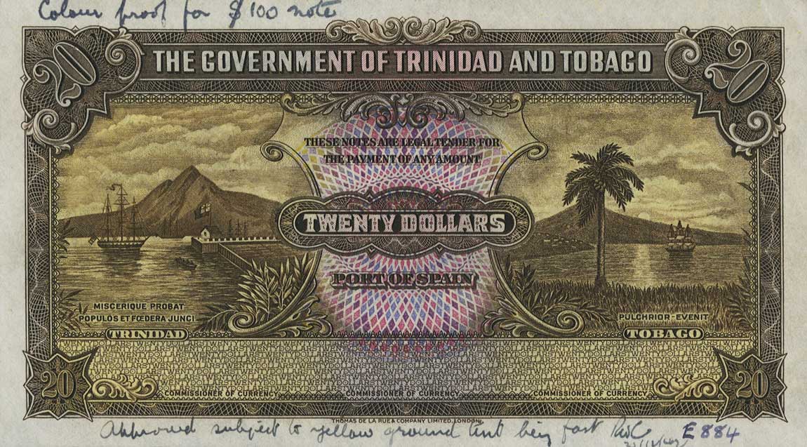Front of Trinidad and Tobago p10ct: 20 Dollars from 1942