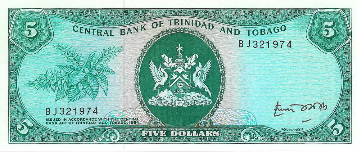 Front of Trinidad and Tobago p31b: 5 Dollars from 1964