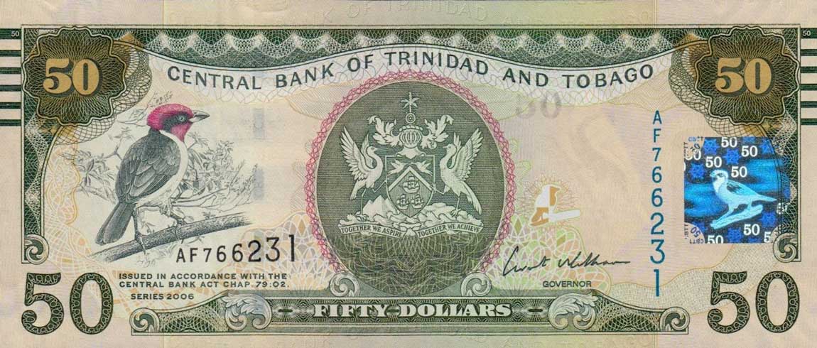 Front of Trinidad and Tobago p50: 50 Dollars from 2006