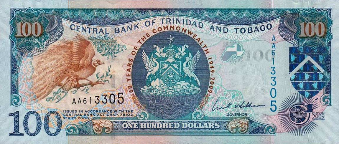 Front of Trinidad and Tobago p52: 100 Dollars from 2009