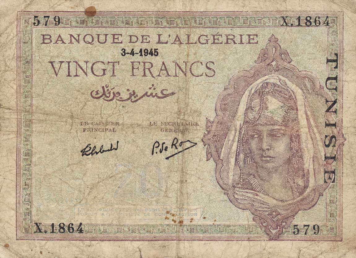 Front of Tunisia p18: 20 Francs from 1945