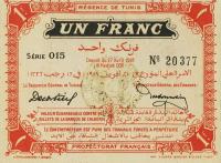p36e from Tunisia: 1 Franc from 1918