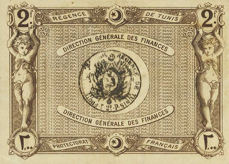 Back of Tunisia p50: 2 Francs from 1920