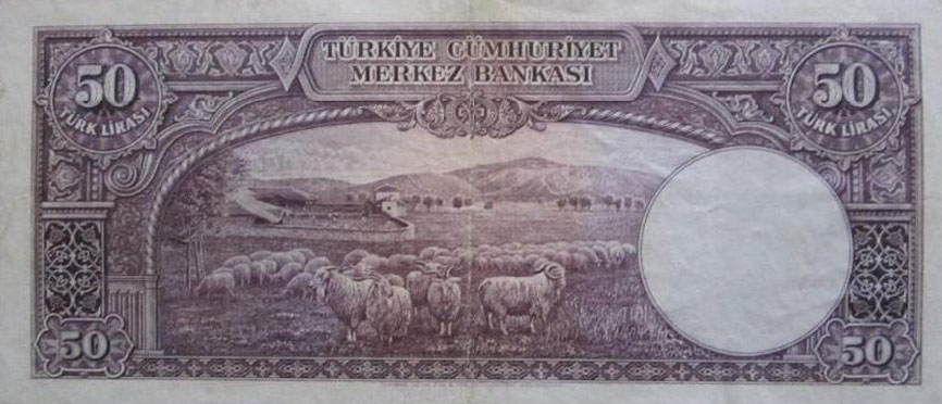 Back of Turkey p129: 50 Lira from 1938