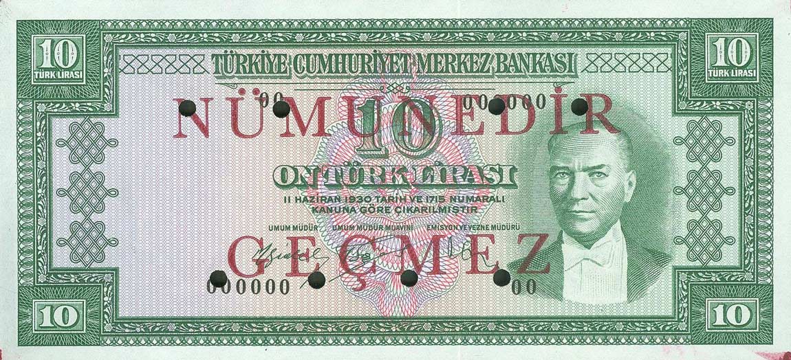 Front of Turkey p156s: 10 Lira from 1951
