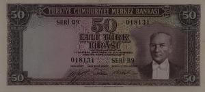p162a from Turkey: 50 Lira from 1951