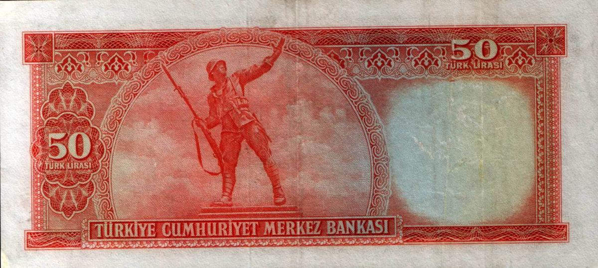 Back of Turkey p163a: 50 Lira from 1953