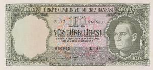 p182b from Turkey: 100 Lira from 1930
