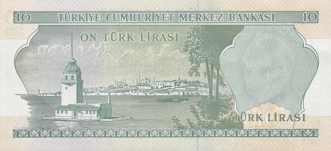 Back of Turkey p186: 10 Lira from 1970