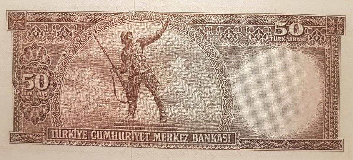 Back of Turkey p187As: 50 Lira from 1970