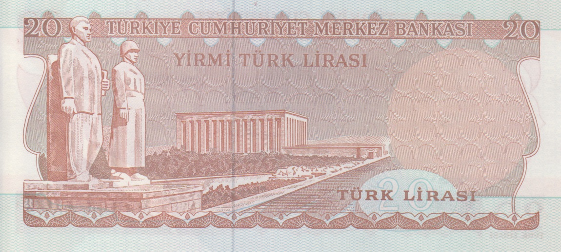 Back of Turkey p187a: 20 Lira from 1970