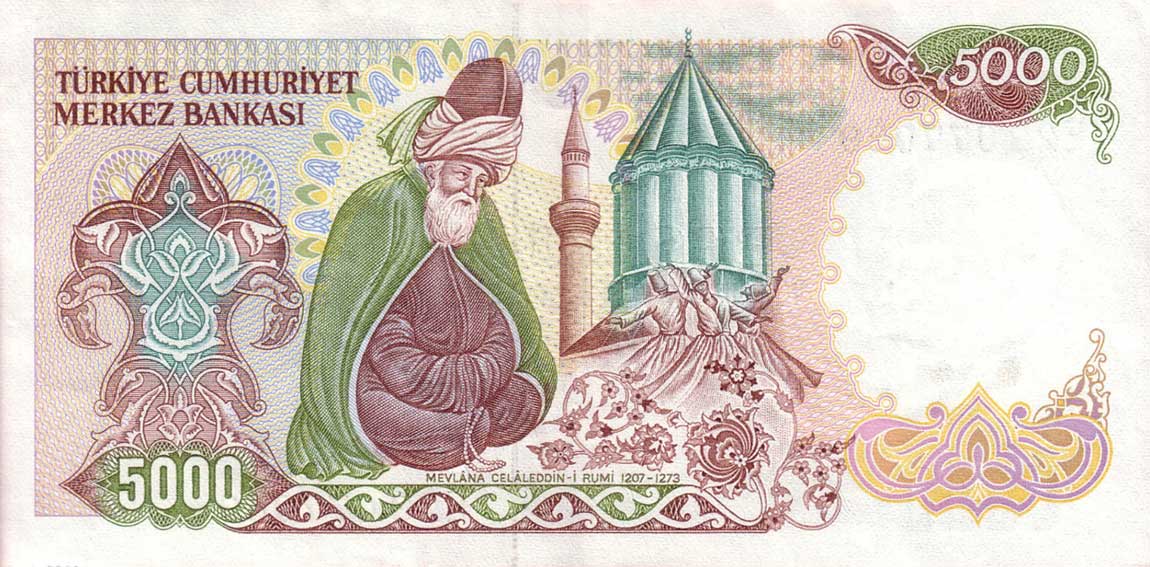 Back of Turkey p197: 5000 Lira from 1970
