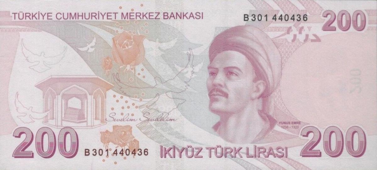 Back of Turkey p227b: 200 Lira from 2009