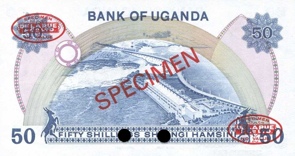 Back of Uganda p13s: 50 Shillings from 1979