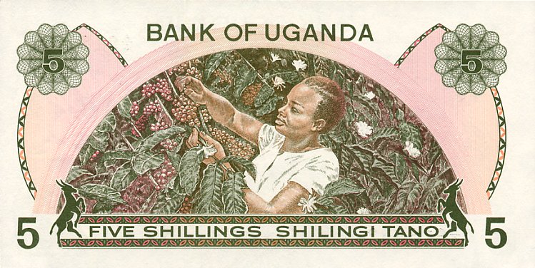 Back of Uganda p15: 5 Shillings from 1982