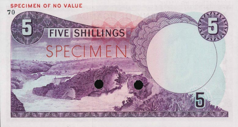 Back of Uganda p1ct: 5 Shillings from 1966