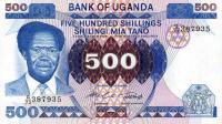 p22a from Uganda: 500 Shillings from 1983
