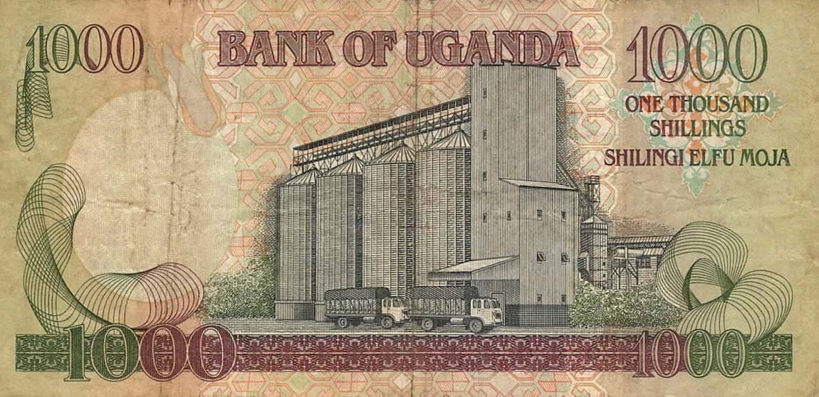 Back of Uganda p43c: 1000 Shillings from 2008