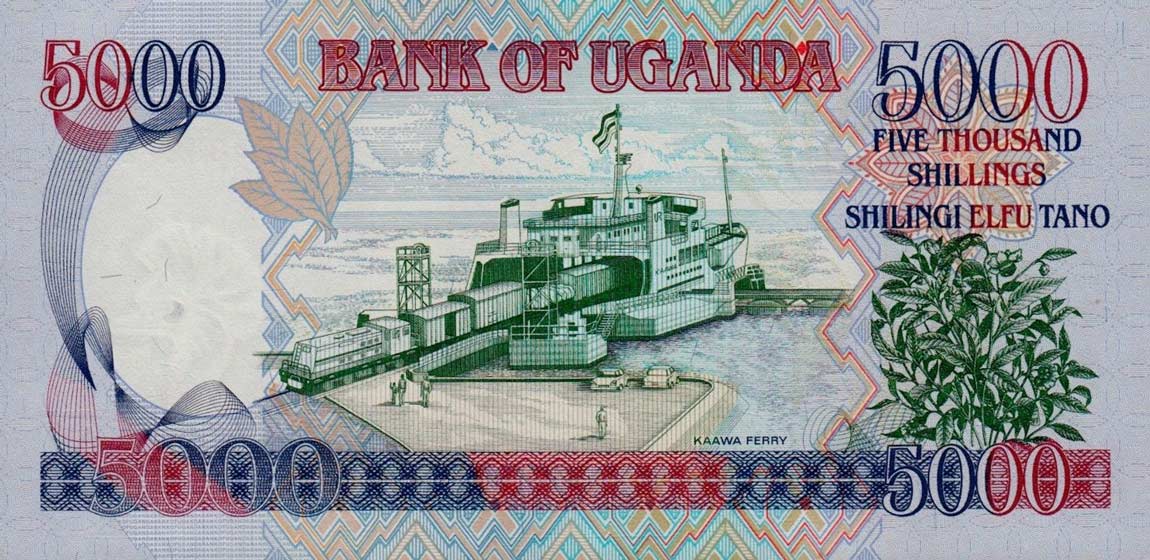 Back of Uganda p44d: 5000 Shillings from 2009