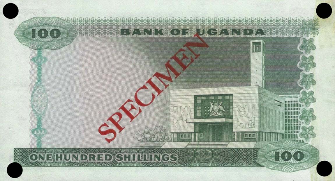 Back of Uganda p4s: 100 Shillings from 1966