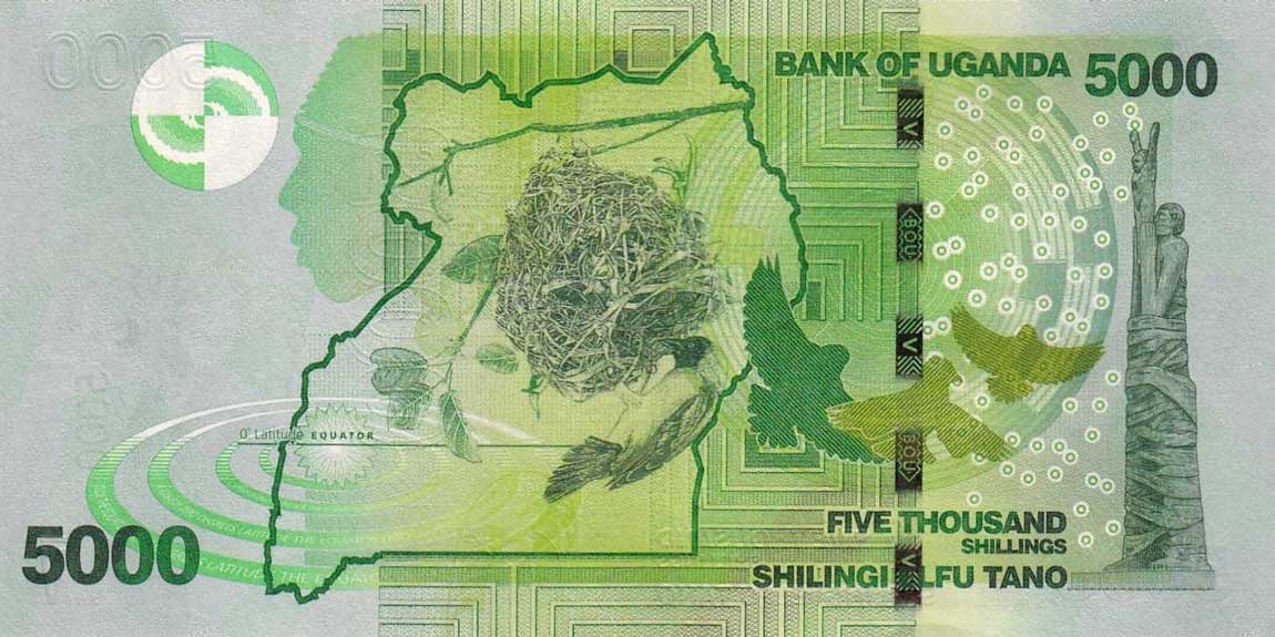 Back of Uganda p51b: 5000 Shillings from 2011