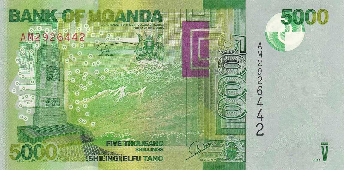 Front of Uganda p51b: 5000 Shillings from 2011