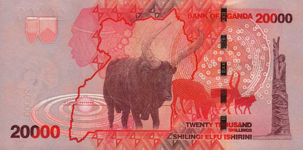 Back of Uganda p53a: 20000 Shillings from 2010