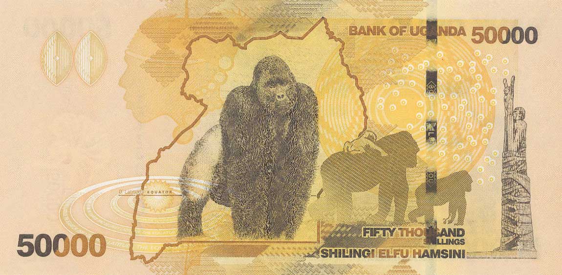 Back of Uganda p54a: 50000 Shillings from 2010