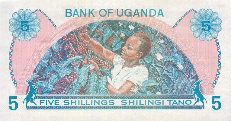 Back of Uganda p5Aa: 5 Shillings from 1977