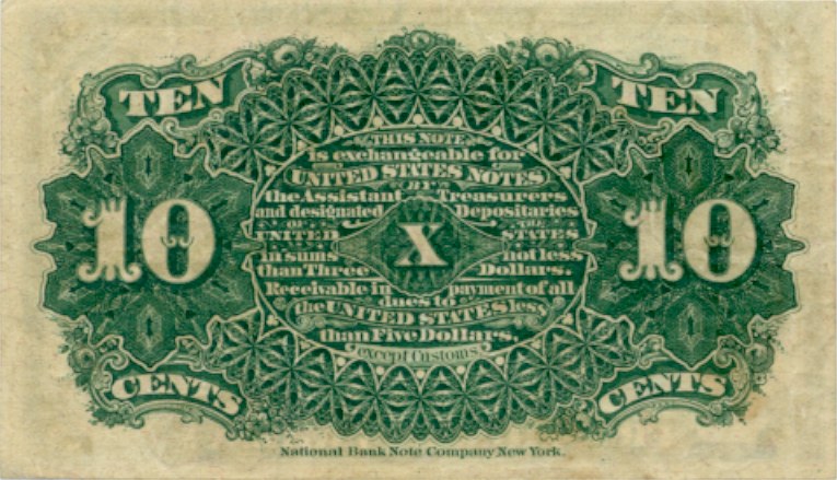 Back of United States p115a: 10 Cents from 1863