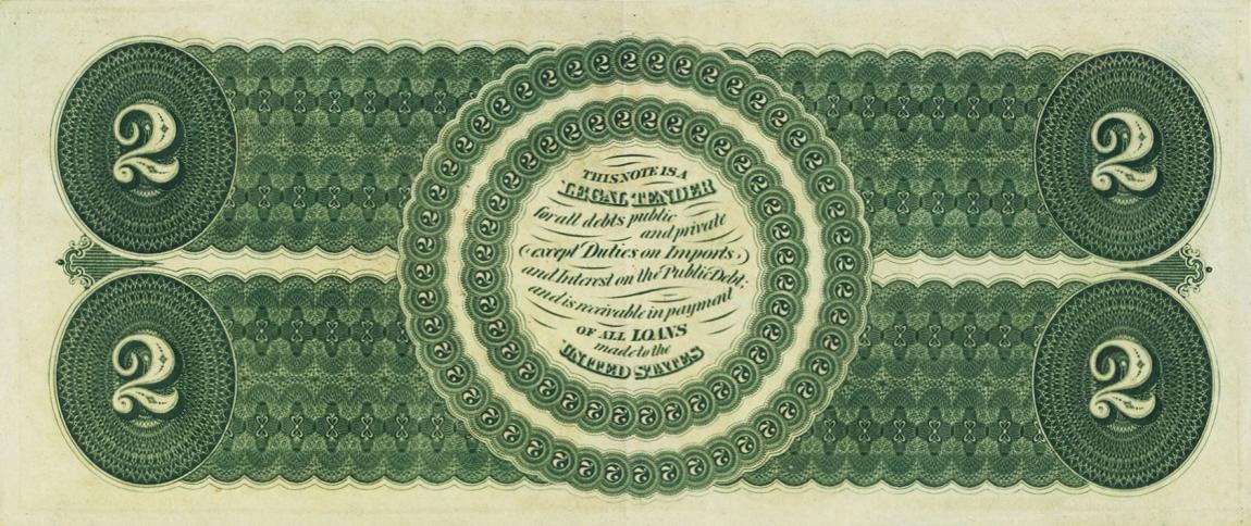 Back of United States p129: 2 Dollars from 1862