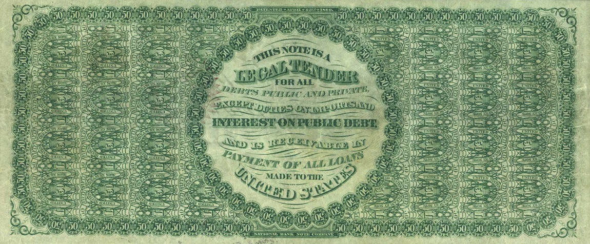 Back of United States p140: 50 Dollars from 1863