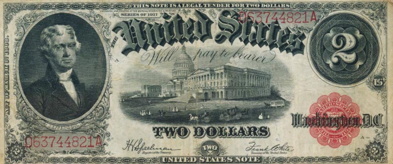 Front of United States p188: 2 Dollars from 1917
