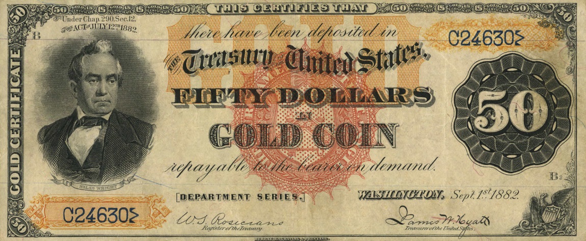Front of United States p260b: 50 Dollars from 1882