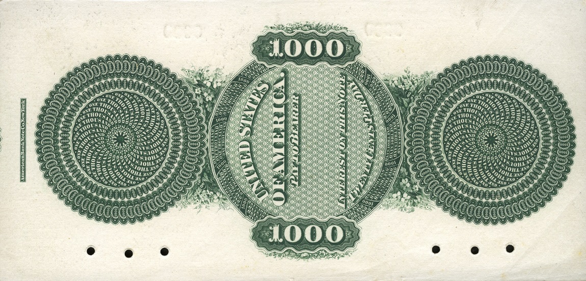 Back of United States p283: 1000 Dollars from 1861