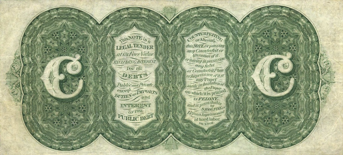 Back of United States p290: 100 Dollars from 1864