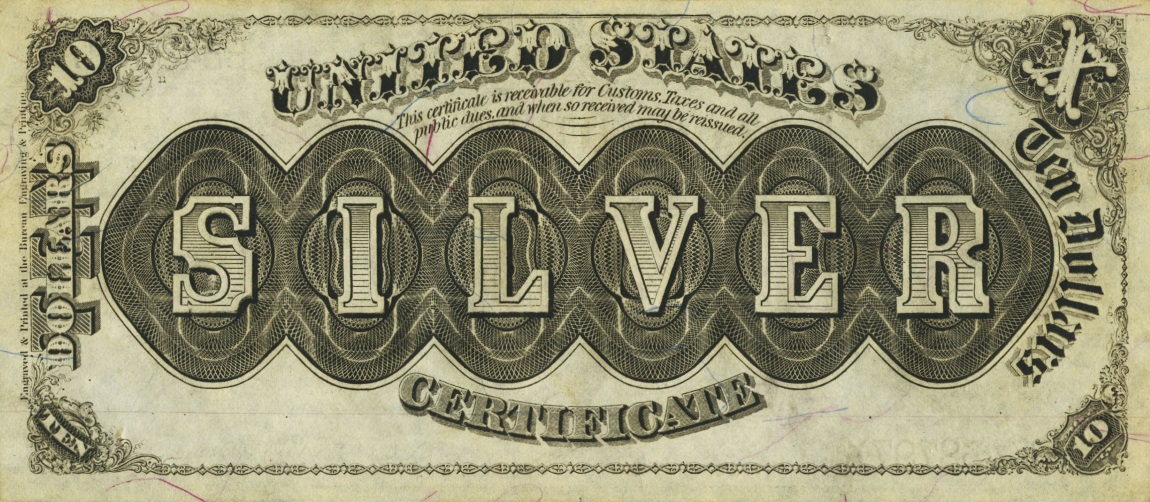 Back of United States p315b: 10 Dollars from 1880
